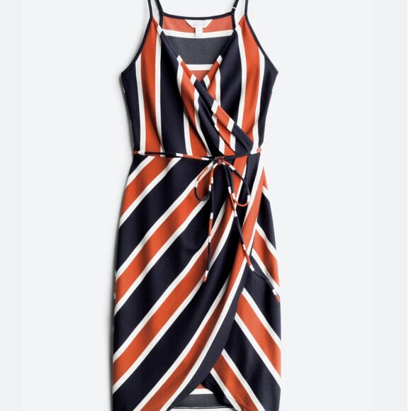 Wrap Dress - Navy & Burnt Orange, Size M - Picture 1 of 6